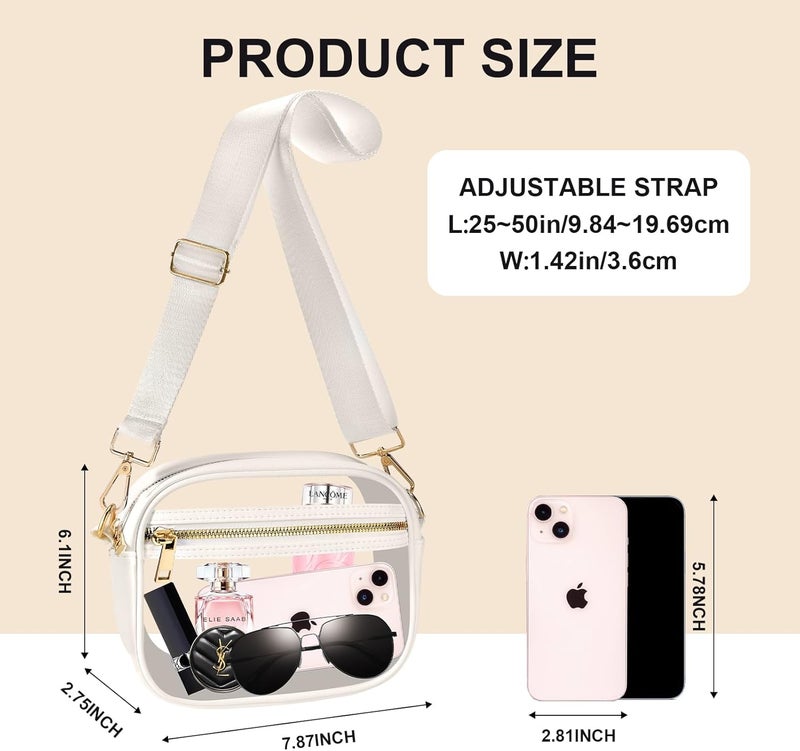 Fibrdoo Clear Bag Stadium Approved, Leather Clear Crossbody Purse Bag for Concerts Sports Events Festivals - Image 3